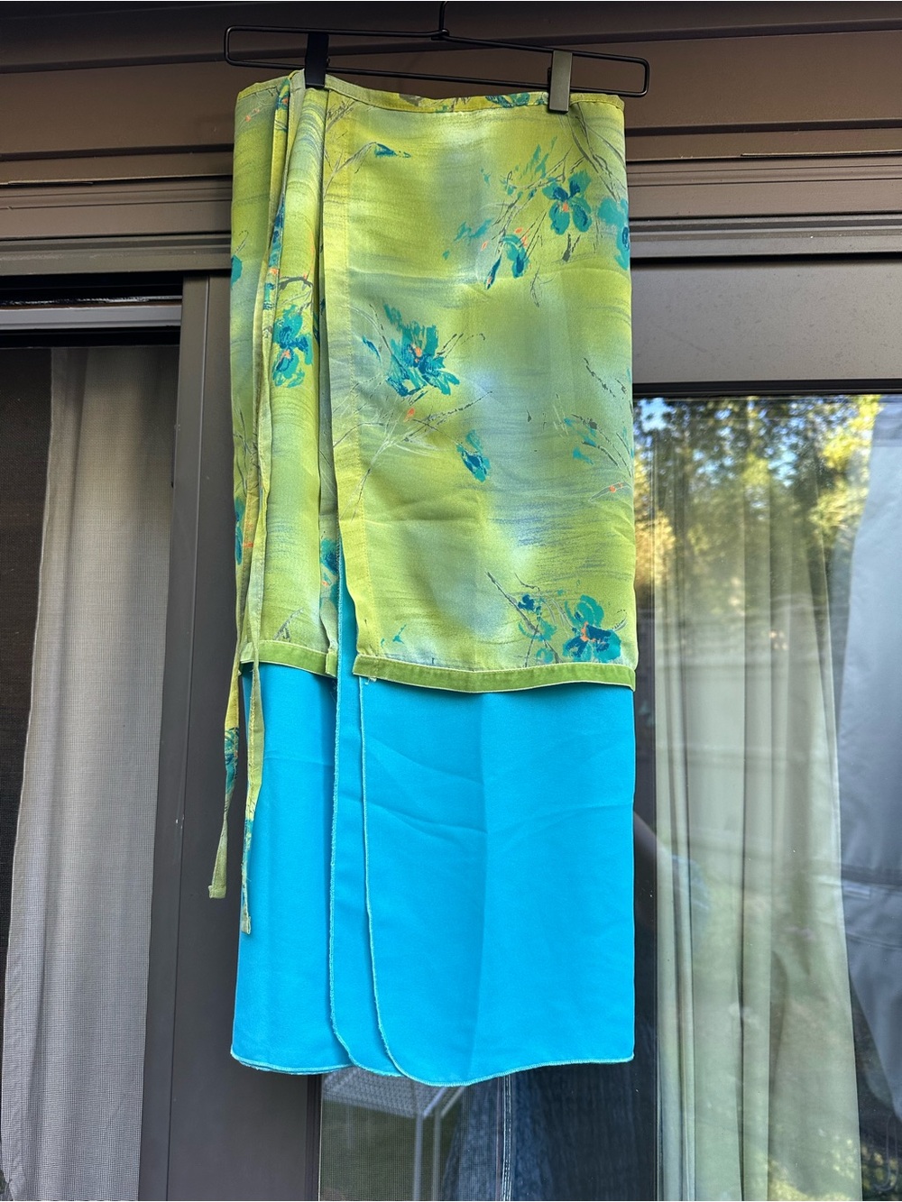 Women’s Lime Floral & Turquoise Wrap Skirt